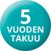 5 vuoden takuu